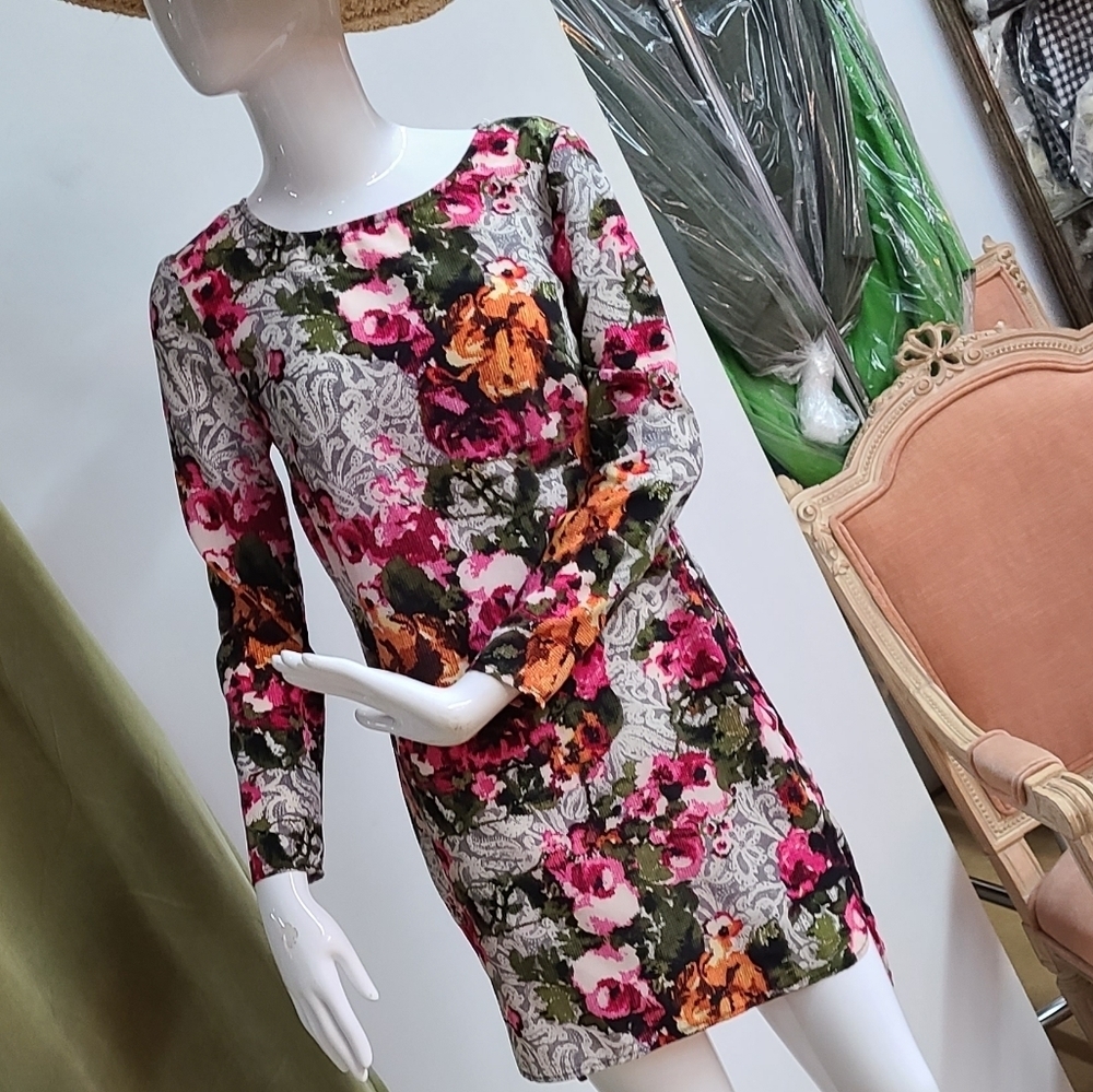 WAYF Where Are You From Floral Long Sleeve Round Neck Shift Dress Size XS/S